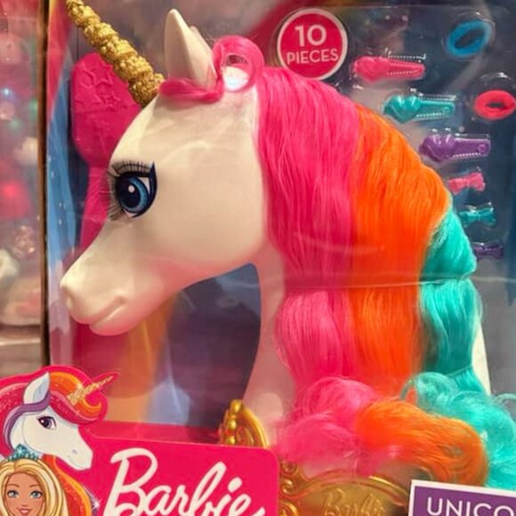 Barbie Dreamtopia Tête à Coiffer Licorne | Cheveux Arc-en-Ciel, Corne Pailletée - Jouet Enfant 3+